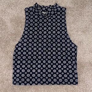Sleeveless mock neck crop top